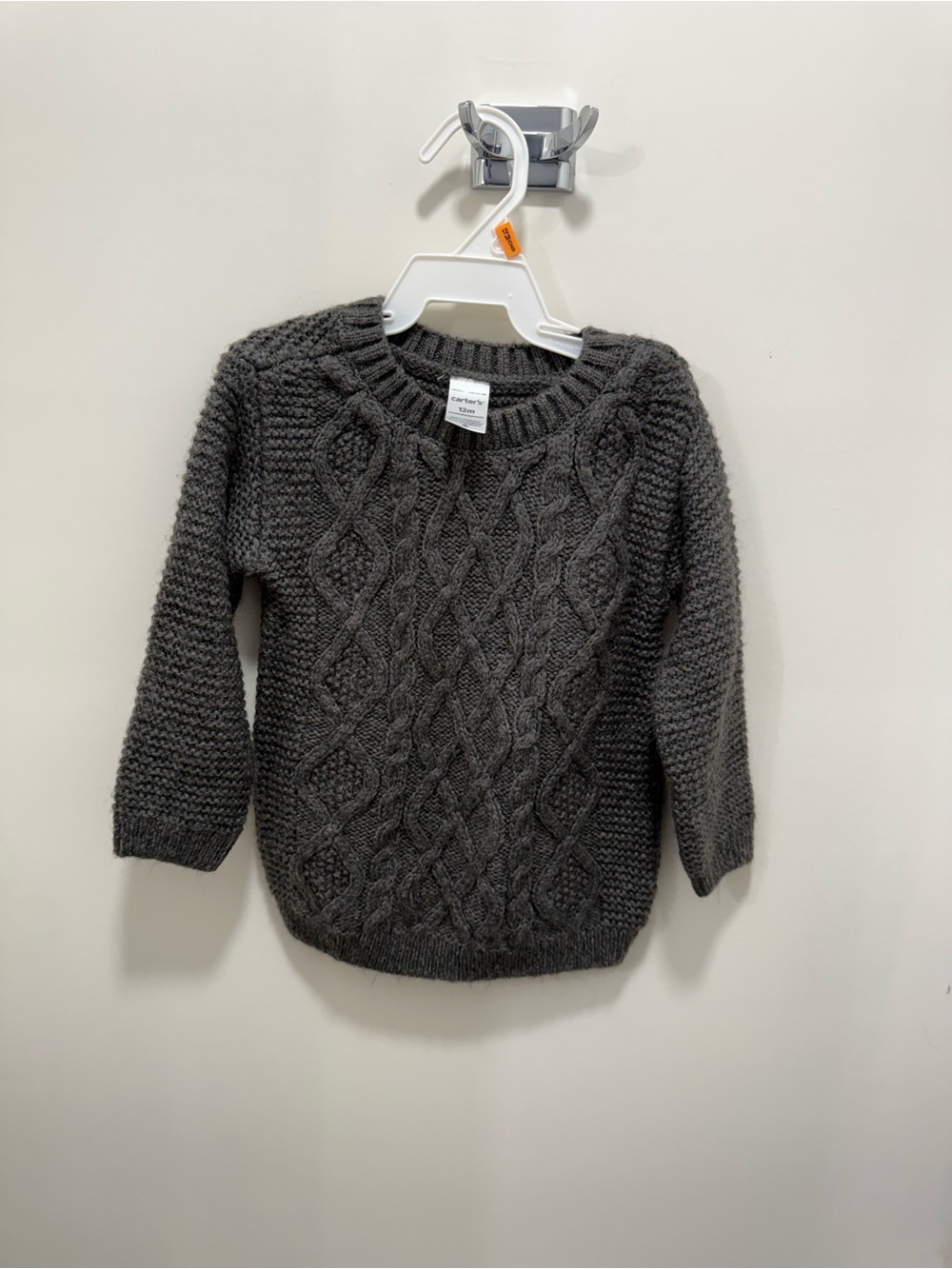 Carter's Dark Gray Cable Knit Crew Sweater